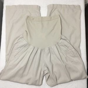 Motherhood Maternity Beige Linen Blend 4 Pocket Straight Leg Pants Women's L